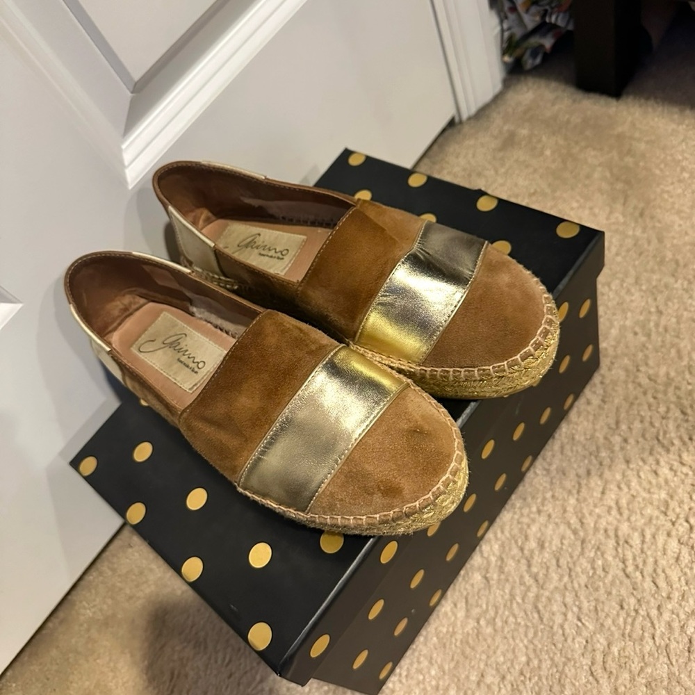 GAIMO Chicco Brown and Gold Espadrille Flats